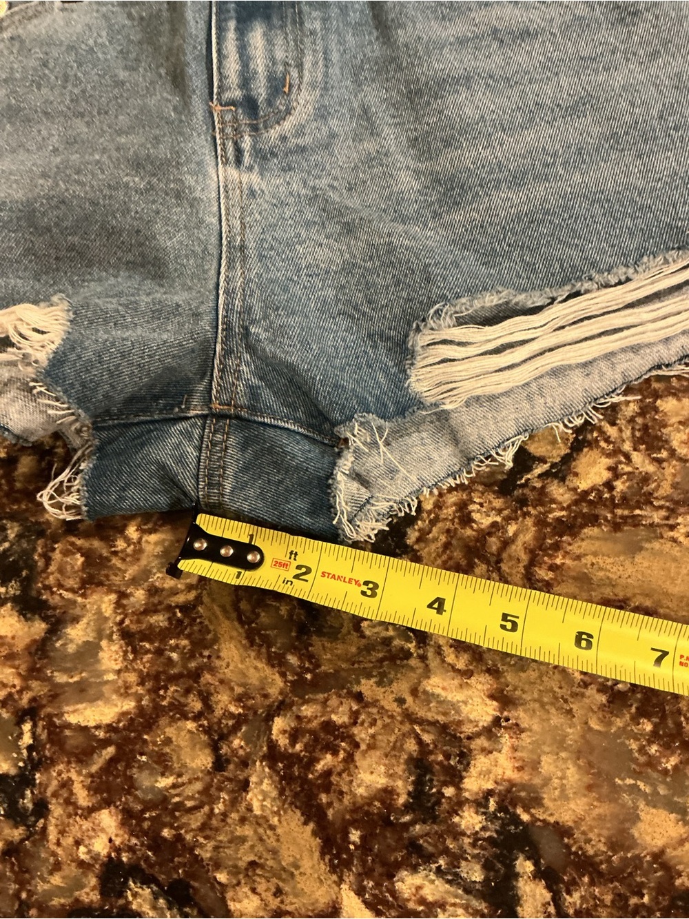 Edikted Mid Rise Distressed Denim Shorts - Picture 9 of 9